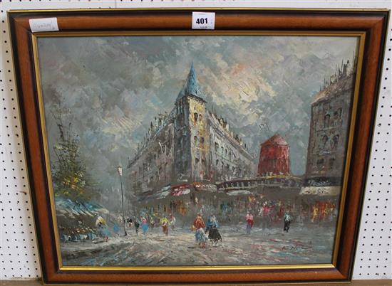 Oil Paris Street Scene(-)